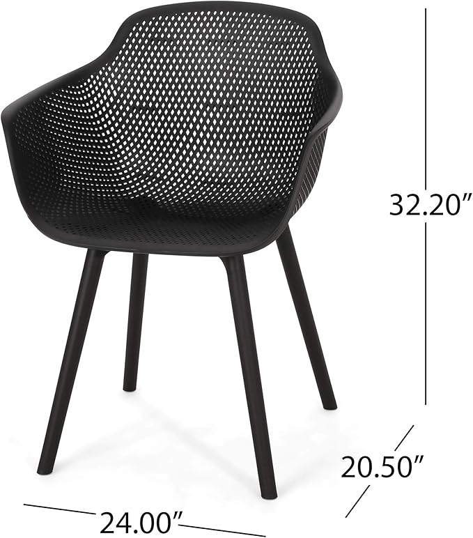 Christopher Knight Home Davina Outdoor Dining Chair (Set of 2), Polypropylene, Black