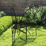 Outdoor Bench Patio Seating, Modern Butterfly Shaped Metal Garden Bench, Park Bench Outdoor Seating - Photo 1