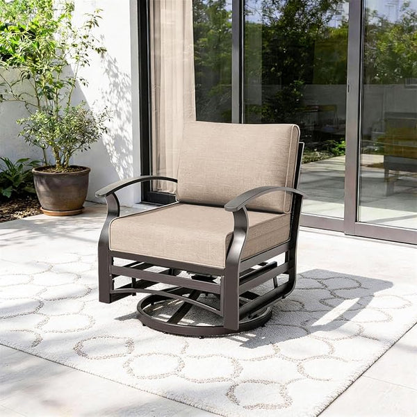 Gotland Outdoor Furniture, Metal Outdoor Swivel Chair with 5.1’’ High-Resilience Seat Cushions 6.2’’ Thick Back Pillow - Photo 1