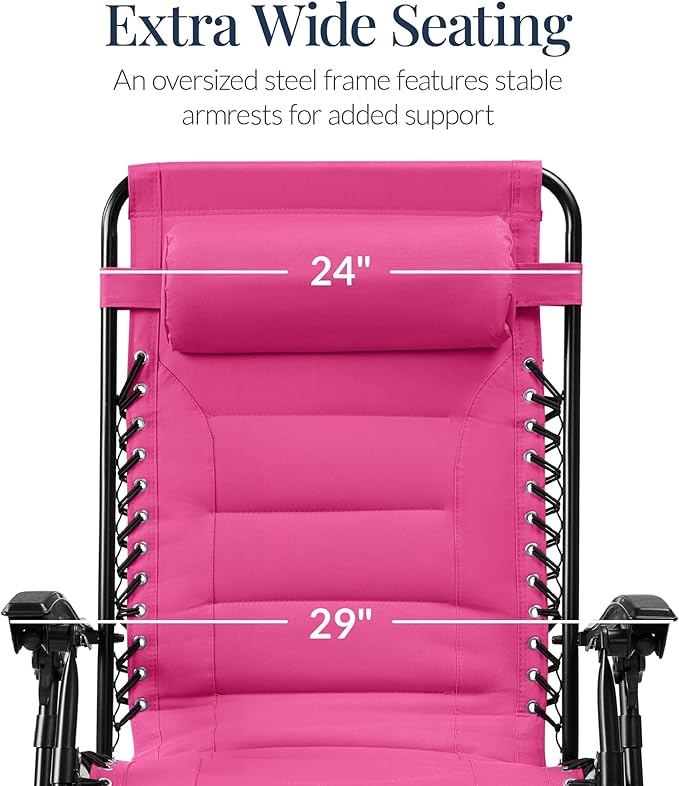 Best Choice Products Oversized Padded Zero Gravity Chair, Folding Outdoor Patio Recliner - Photo 3