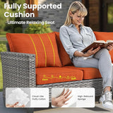 ovios Patio Furniture Set, 7 Pieces Outdoor Wicker Sofa Couch with Swivel Rocking Chairs Glass Table Comfy Cushions - Photo 6