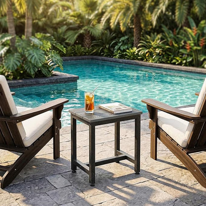 ODK Outdoor Side Table, Adirondack Patio End Table with Weather-Resistant, Waterproof Top for Hot Tub, Garden, Balcony, Poolside, Durable & Easy-to-Clean, Grey