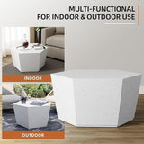 UPHA 28" Hexagon Outdoor Coffee Table, Modern Hollow Concrete Patio Table - Photo 4
