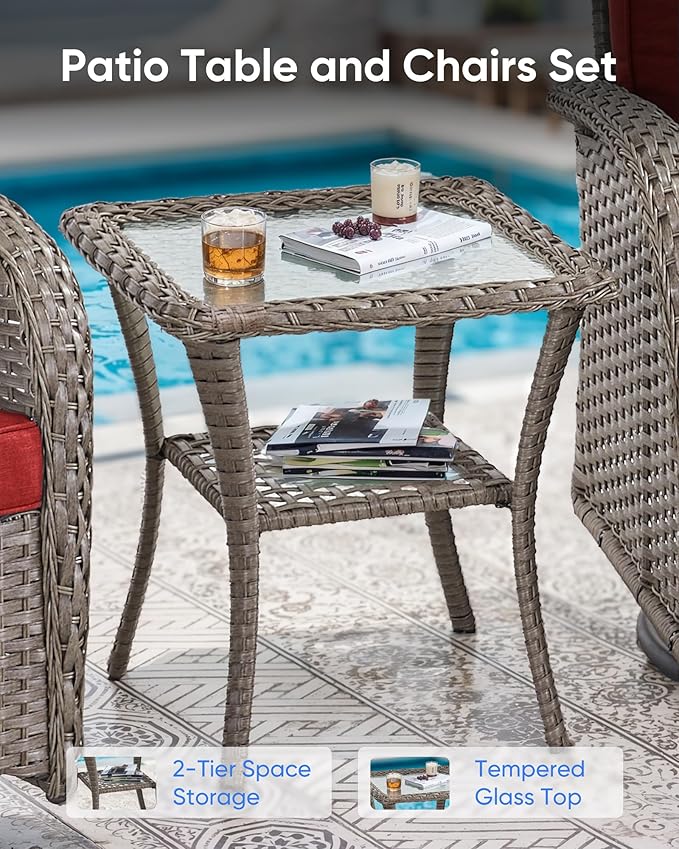 Outdoor Rocking Chairs Set of 2-Patio Table and Chairs Set Outdoor Conversation Furniture Sets for Deck Porch Garden - Photo 7