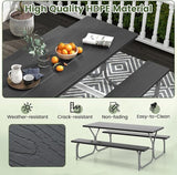 Giantex 6FT Picnic Table Bench Set Outdoor Camping All Weather Metal Base Wood-Like Texture Backyard Poolside Dining - Photo 6
