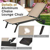 Tangkula Outdoor Aluminum Chaise Lounge, Patio Lounge Recliner Chair w/6 Adjustable Backrest - Photo 7