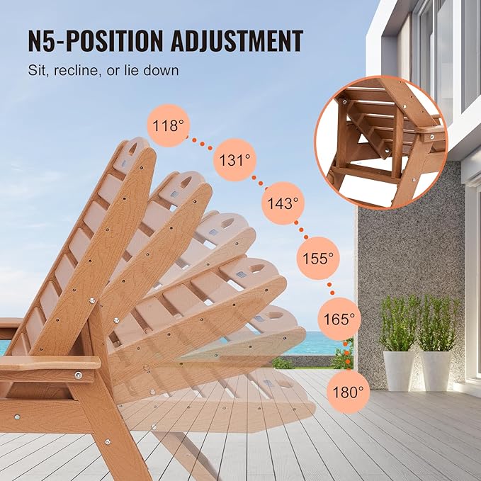 VEVOR Chaise Lounge Chair, 400 lbs Weight Capacity, 6 Positions Adjustable Patio Lounge Chair - Photo 5