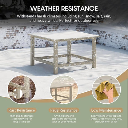 WestinTrends Malibu Low Outdoor HDPE Square Patio Coffee Table, Sand