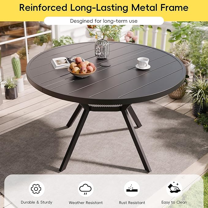 Betterhood 42” Outdoor Patio Table, Metal Patio Dining Table for All Weather, Round Outdoor Coffee Table - Photo 8