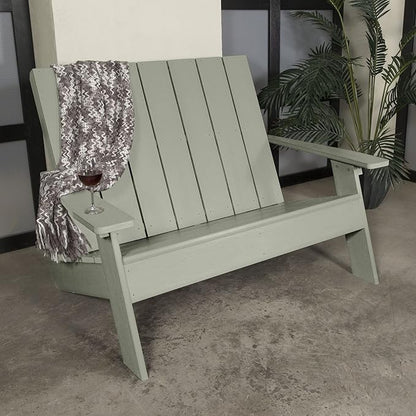 highwood Italica Modern Outdoor Adirondack Loveseat, Eucalyptus