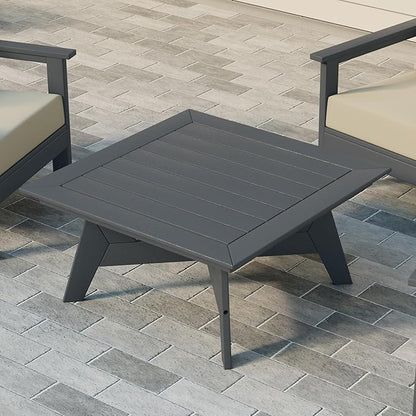WestinTrends Avalon Modern Low Outdoor Patio Square HDPE Coffee Table, Gray