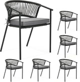 YITAHOME Outdoor Dining Chair Set of 6, Rope Woven Design Stackable Chairs, Indoor-Outdoor Armchair Seating for Patio - Photo 1