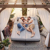 RADIATA 51.2" Outdoor Loveseat Sofa Bed, PE Wicker Patio Daybed with 2-Person Double Chaise Lounge - Photo 3