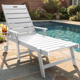 YEFU Lounge Chair Outdoor Chaise: Outdoor Chaise Lounge with 5-Level Adjustable Backrest, Cup Holders & Wheels - Photo 1