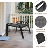 Outdoor Footstools All Weather Ottomans Solid Steel Frame Footrest Seat Side Table Black - Photo 5