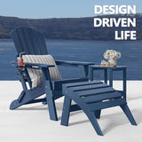 Adirondack Chair with Ottomans Set of 5, HDPE All-Weather Outdoor Footrest - Photo 5