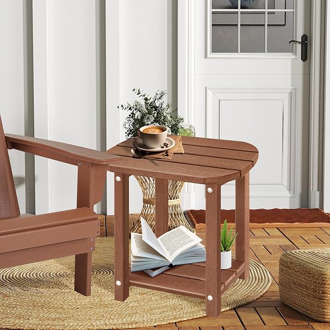 LZRS Outdoor Side Table - 2-Tier Adirondack HDPE Patio End Table for Pool, Porch, Balcony & Backyard - Photo 2