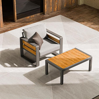 ZANDOR Aluminum Outdoor Patio Furniture - Outdoor Coffee Table, All-Weather Metal Modern Outside Furniture, Rectangle Patio Coffee Table, Garden/Backyard/Porch, Grey