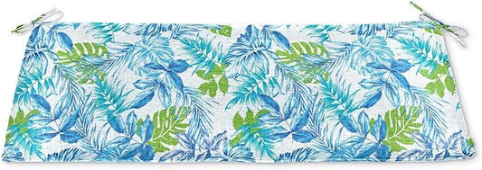 BrylaneHome Bench Cushion - 48" L x 18" W x 3" H - Patio & Outdoor - Water, Stain & Fade Resistant - Blue Fern