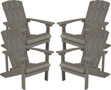 Flash Furniture Charlestown Poly Resin Adirondack Chair - Gray - All Weather - Indoor/Outdoor - Set of 4 - Photo 3