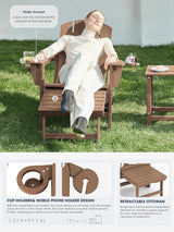 KINGYES Folding Adjustable Adirondack Chair with Ottoman & 2 Cup Holders Set of 4 - Photo 3