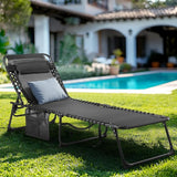 Unovivy Outdoor Chaise Lounge Chairs Set of 2, Portable Folding Pool Lounge Chair with 5-Position Reclining Back - Photo 2