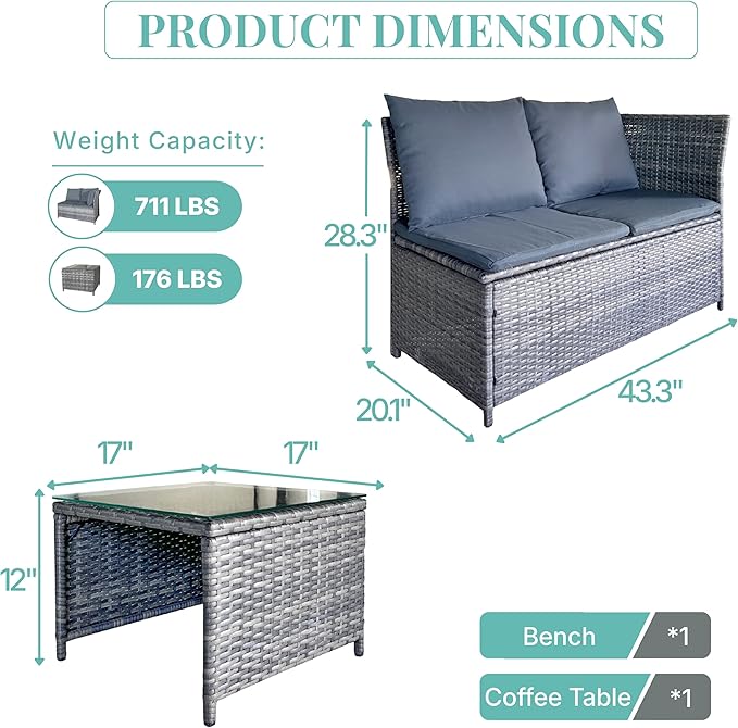 GIANGSUNNY 3 Patio Furniture Set with Storage - Photo 5