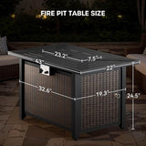 Patio Loveseat Glider Set, Resin Wicker Loveseat Glider with 4 Swivel Patio Chiars Rectangular Firepit Table, 7 Piece - Photo 6