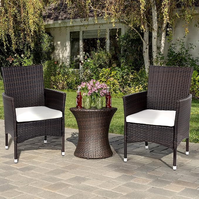 ReunionG 2PCS Patio Rattan Chairs, Furniture Armchair Set with Removable Cushions, Garden, Balcony - Photo 8