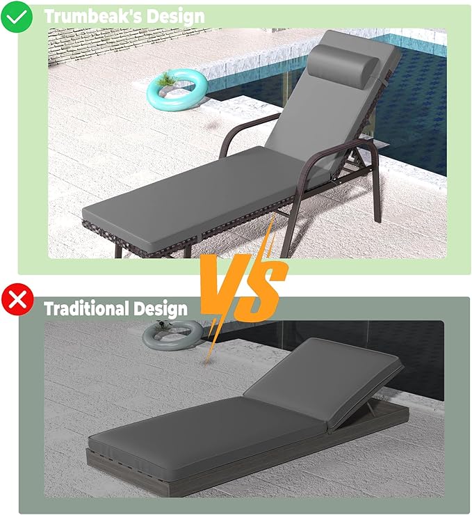Patio Chaise Lounge Set 3 Pieces Pool Lounge Chairs - Photo 5
