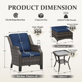 Wicker Patio Furniture Set - 5 Piece Rattan Outdoor Conversation Sets with 2 Wicker Patio Chairs, 2 Ottomans - Photo 2