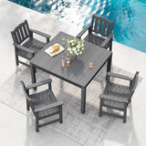 Stoog All-Weather Patio Dining Sets, 5 Pieces Outdoor HIPS Dining Table with Aluminum Frame - Photo 1
