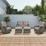 Rilyson Wicker Patio Furniture Set - 5 Piece Rattan Outdoor Sectional Conversation Sets with 2 Rocking Swivel Chairs - Photo 7