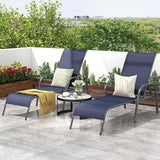 Giantex Patio Lounge Chair, Outdoor Chaise Lounge with 5 Adjustable Backrest, Sturdy Steel Frame, Sunbathing Recliner - Photo 9