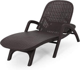 Christopher Knight Home Blanche Outdoor Faux Wicker Chaise Lounge, Dark Brown - Photo 1