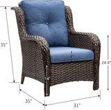 HUMMUH 4 Pieces Patio Bistro Set Wicker Patio Chairs Set of 2 with Ottomans Rattan Outdoor Furniture Conversation Set - Photo 2