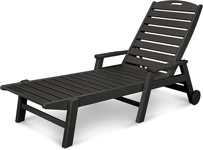 POLYWOOD® Nautical Chaise with Arms & Wheels in Black - Photo 1