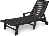 POLYWOOD® Nautical Chaise with Arms & Wheels in Black - Photo 1