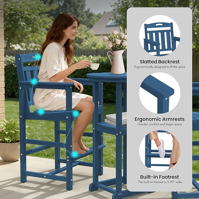 Ciokea 3-Pcs Bistro Table and Chairs - Photo 4
