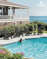 LUE BONA HDPE Folding Adirondack Chairs Set of 4 - Weather Resistant Seating with Cup Holder for Patio, Fire Pit - Photo 6