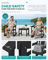 SERWALL Outdoor Rocking Chair Set of 2 with Side Table, All-Weather HDPE 3 Piece Patio Furniture Set - Photo 4