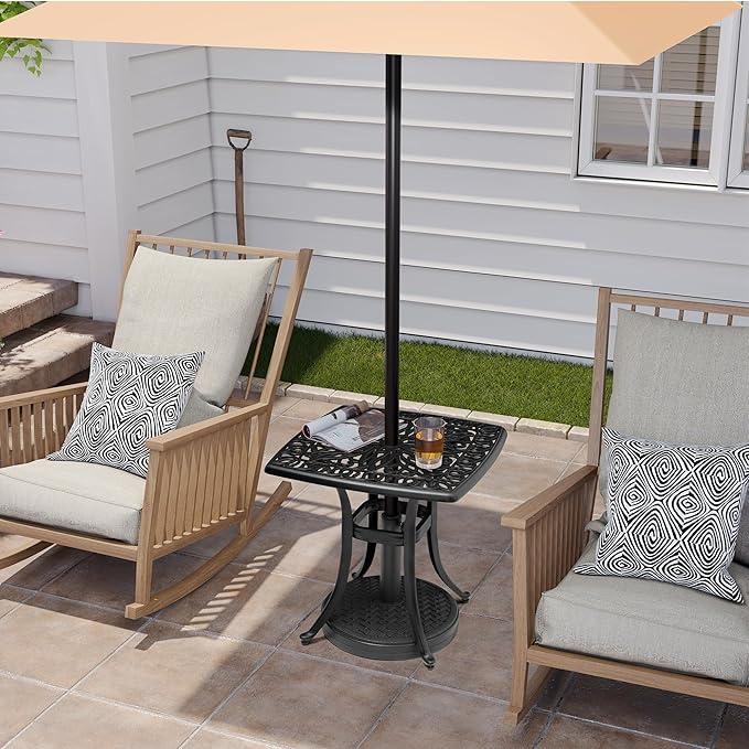 Outdoor Side Table Cast Aluminum Metal Table Weather Resistant Small Patio Table for Garden, Pool, Balcony Table - Photo 7