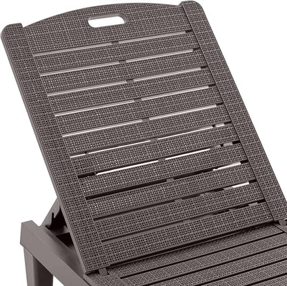 2-Piece Outdoor Chaise Lounges Resin Pool Lounge Chairs, Waterproof Lawn Chairs Lounge Outdoor with Adjustable Backrest, for Garden Beach Patio Poolside and Deck, Dark Brown