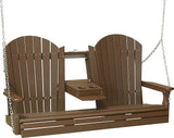 LuxCraft 5' Adirondack Hanging Porch Swing with Flip Down Console, Outdoor Patio Swing, Front Porch Swing - Photo 1
