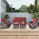 Rilyson Wicker Patio Furniture Set - 5 Piece Rattan Outdoor Sectional Conversation Sets with 2 Rocking Swivel Chairs - Photo 7