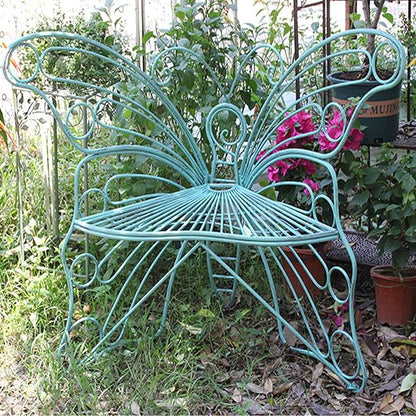 Metal Garden Bench, Outdoor Bench with Backrest, Patio Garden Bench, Hollow Out Leisure Park Bench Chair, Rustic Country Decor for Porch, Lawn(Green)