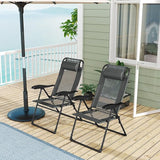 Giantex Set of 4 Patio Folding Chairs, Portable Outdoor Dining Chairs with 7-Level Adjustable Backrest, Headrest - Photo 8