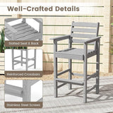 Tangkula Patio Adirondack Chairs Set of 2, HDPE Bar Height Chair with Wide Armrests & Footrest - Photo 8