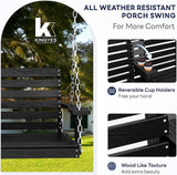 KINGYES Outdoor Patio Swing Set - 2 Seat Hanging Porch Swing with Cup Holders, Waterproof & 660LBS Weight Capacity - Photo 2