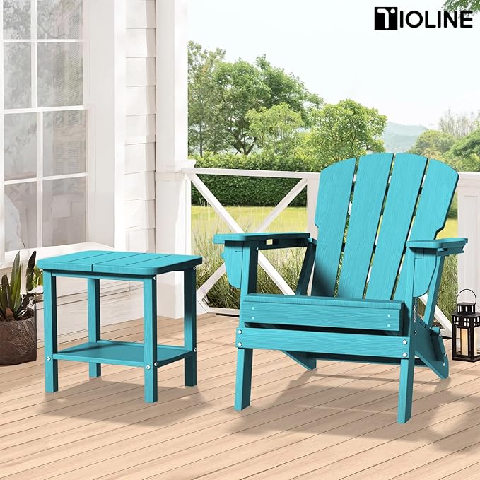 Patio Side Table, Outdoor HDPE Adirondack End Table for Patio,Outdoor Side Table for Backyard, Garden, Pool, Lawn,Aurba